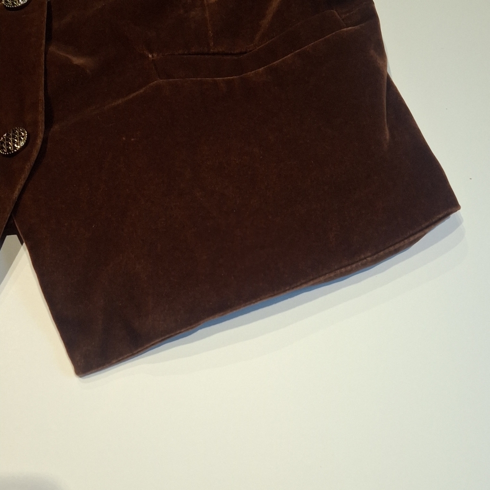 Allegra K Women's Chocolate Brown Velvet 3 Button Vest Size L - Picture 9 of 12